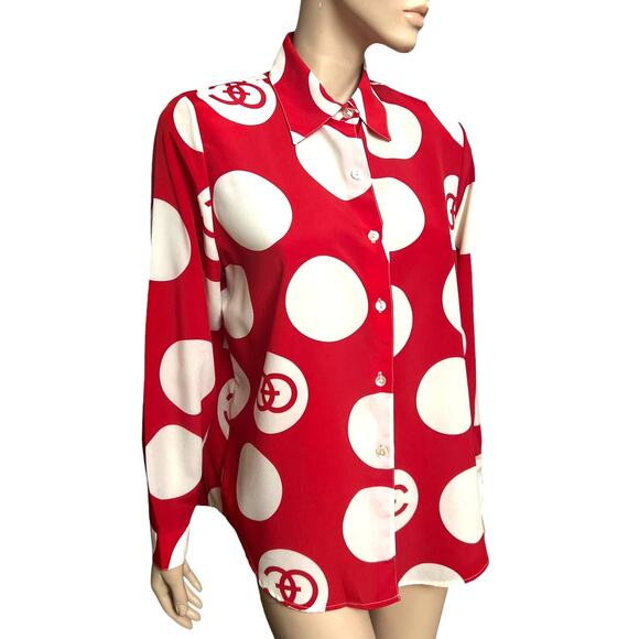 Vintage 80s Long Sleeves Blouse M Button Front Closure Polyester/ Rayon Blend - Picture 3 of 10